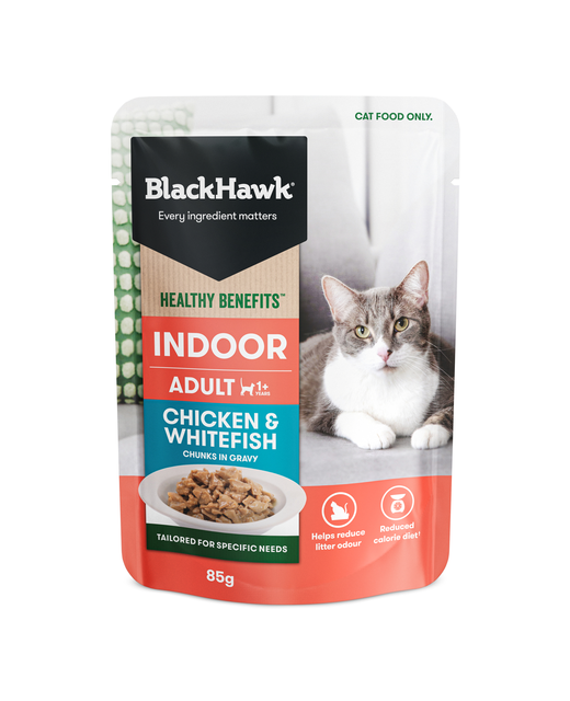 Black Hawk Healthy Benefits Cat Indoor Chicken/Fish/Gravy 85g