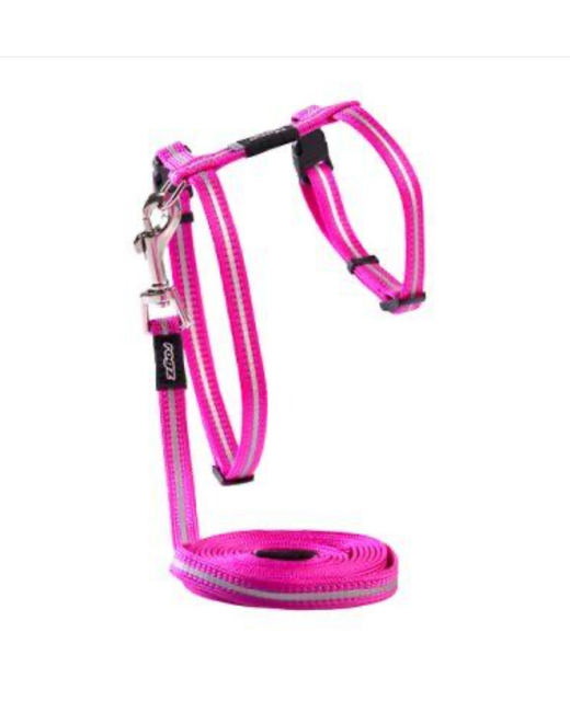 Rogz Alleycat Harness & Lead Pink