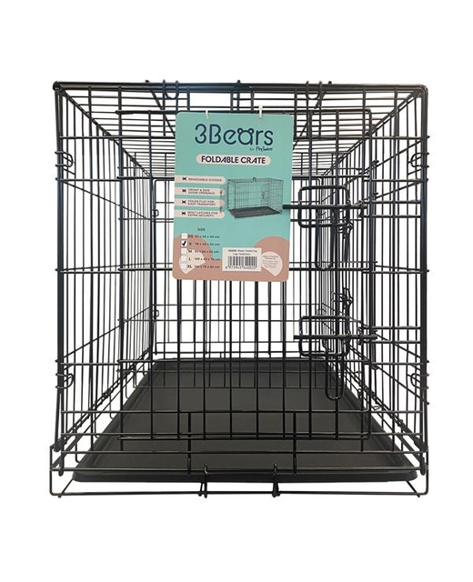 3Bears Foldable Dog Crate with Divider 78x48x54cm