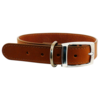 Leather Stitched 25mm Collar - Cognac 55cm