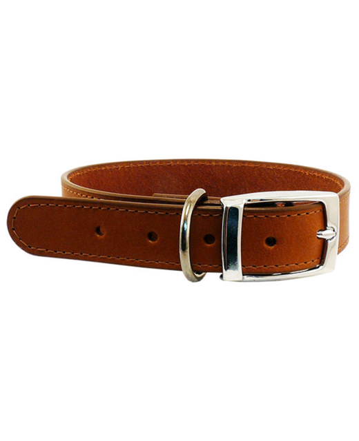 Leather Stitched 25mm Collar - Cognac 55cm